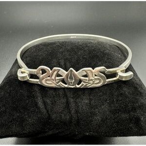 Three Nornes Swan Shetland Silver Sterling Bangle Bracelet Norse Mythology‎ 7.25